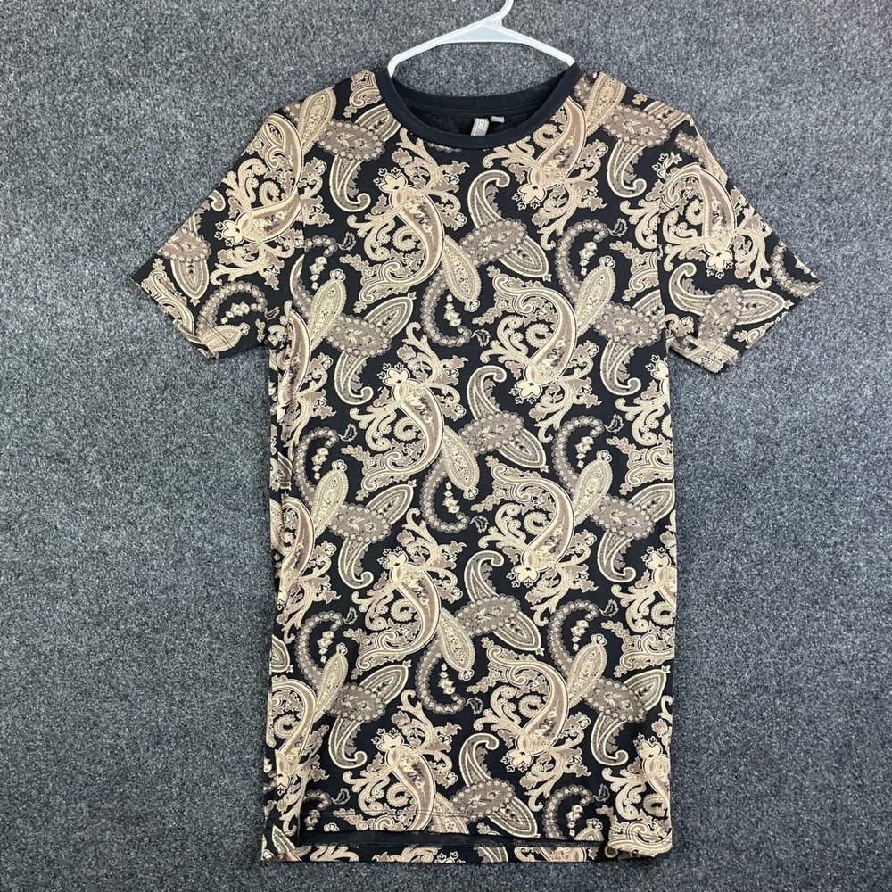 ASOS All Over Paisley Graphic T-Shirt Men's Small Black Tan